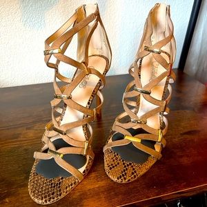 CARLOS SANTANA — Strappy Snakeskin Heels